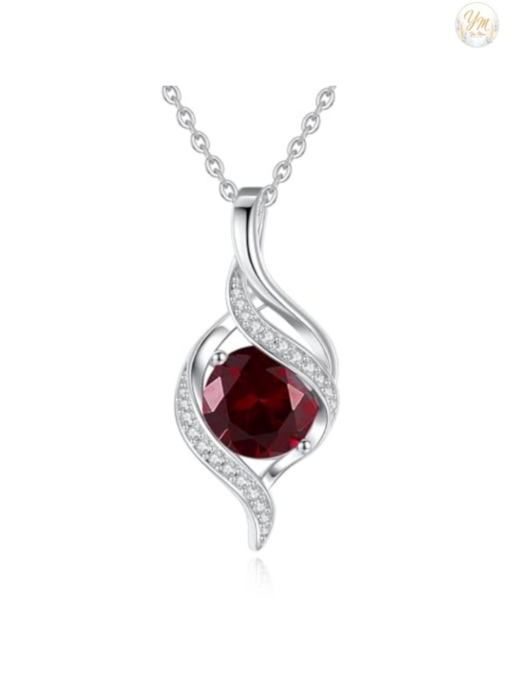 Sterling Silver Birthstone Necklace Garnet Pendant Women Gift